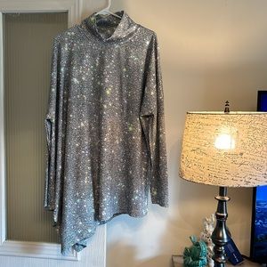 #084 Asymmetrical Oversized Mock Neck Top (4X)